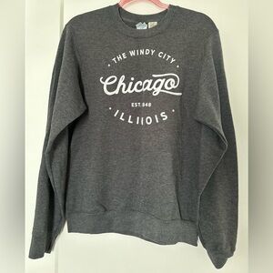 Port and Company Dark Gray 'Chicago' Crewneck Sweatshirt with White Graphic